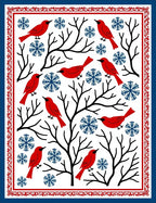 Red Birds Blue Snowflakes Tree Branches Rug