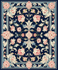 Vintage Floral Scroll Navy Rug
