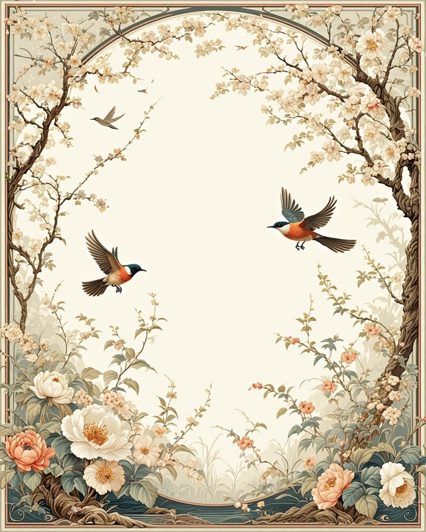 Lush Garden Bird Floral Pattern Rug