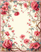 Vibrant Pink Floral Vine Design Rug