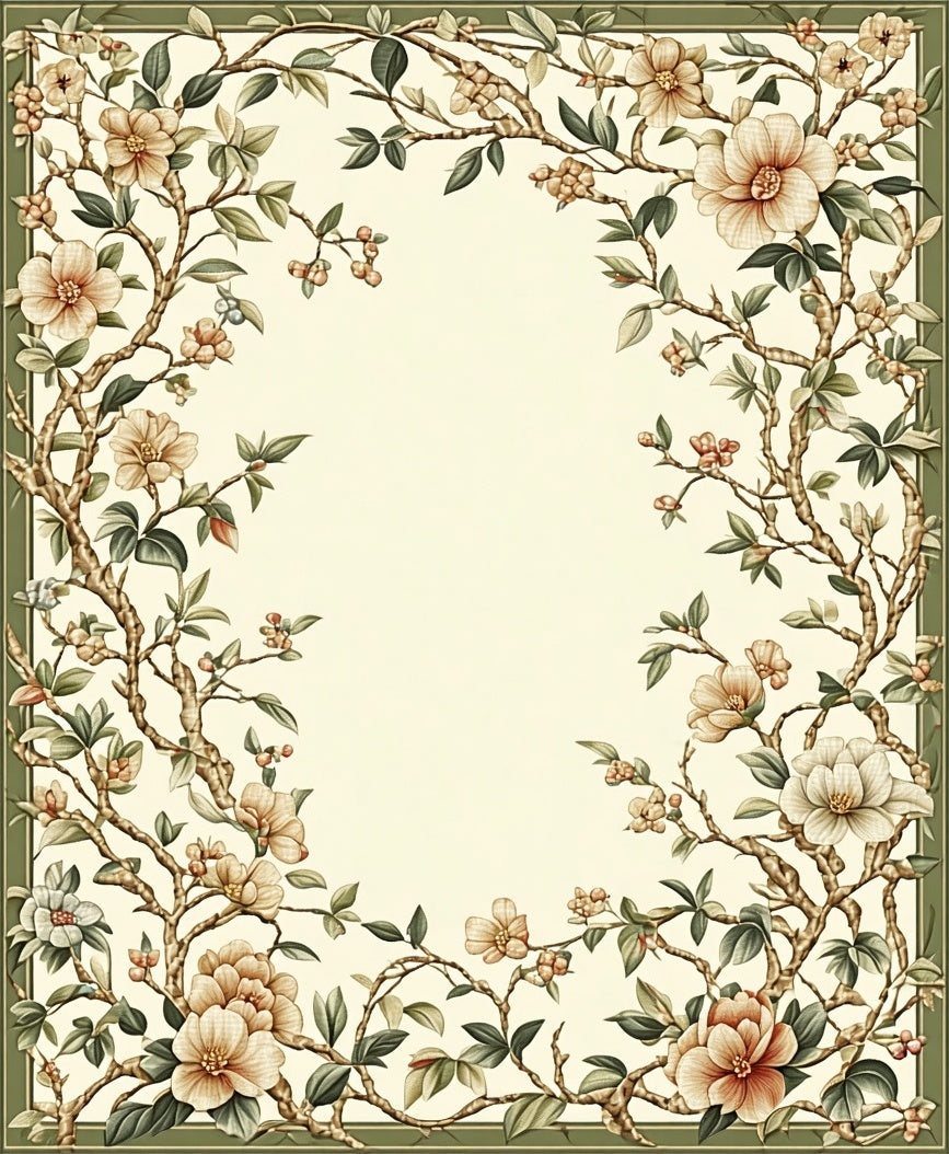 Vine Swirl Floral Design Rug