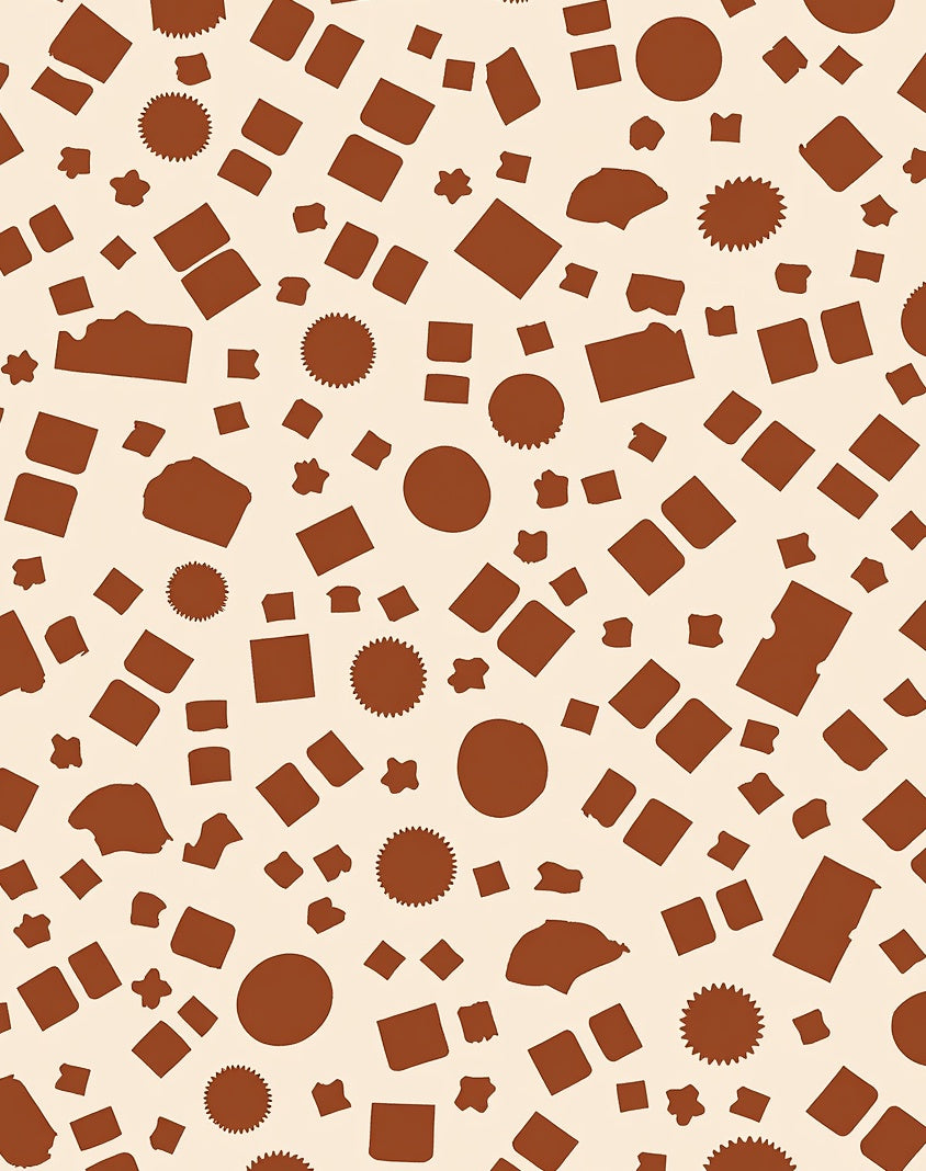 Scattered Brown Abstract Shapes Rug