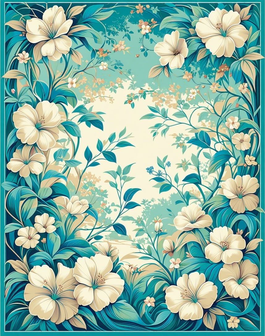 Tropical Jungle Floral Vine Pattern Rug