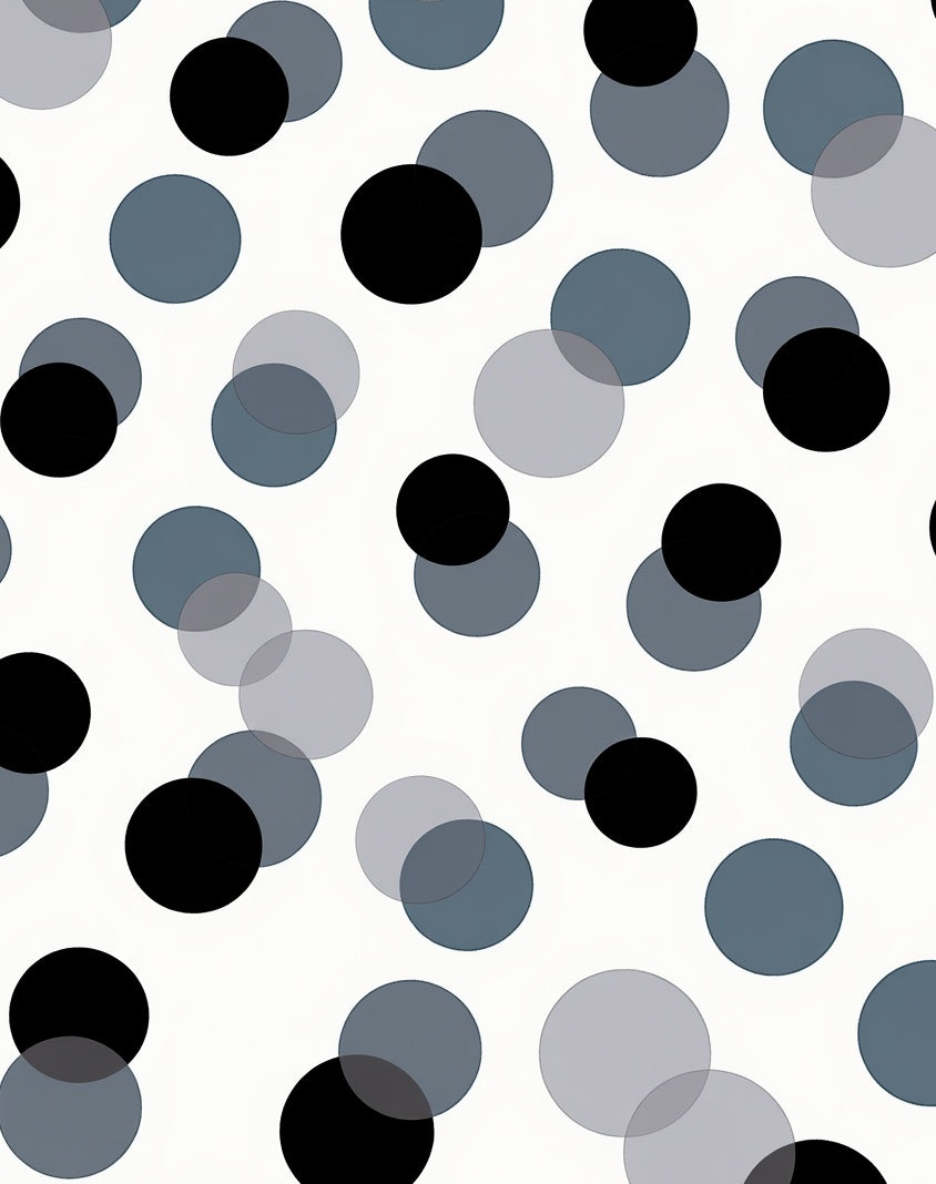 Modern Black Blue Tone Circles Pattern Rug