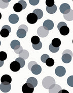Modern Black Blue Tone Circles Pattern Rug