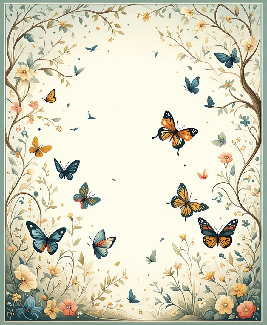 Whimsical Butterfly Garden Sketch Design Rug