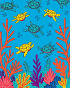 Sea Turtle Coral Reef Pattern Rug