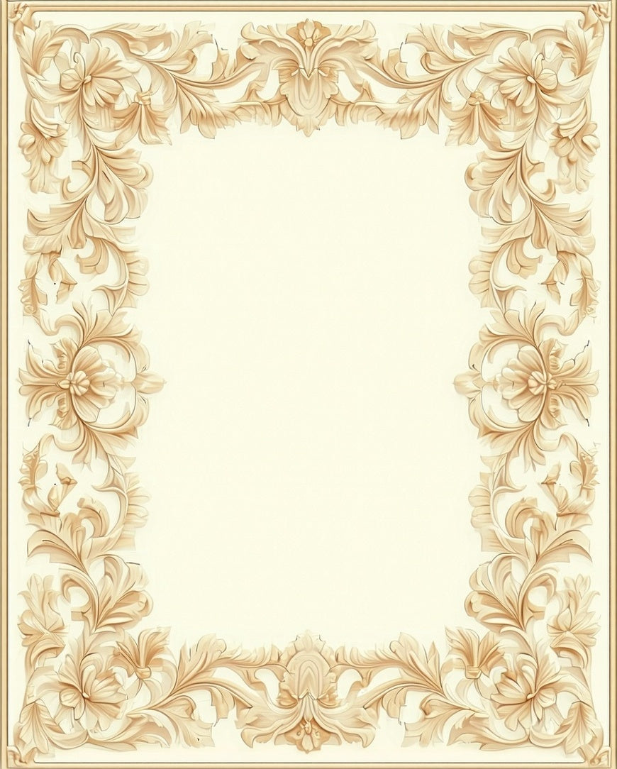 Ornate Floral Scroll Border Design Rug