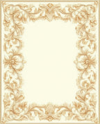 Ornate Floral Scroll Border Design Rug
