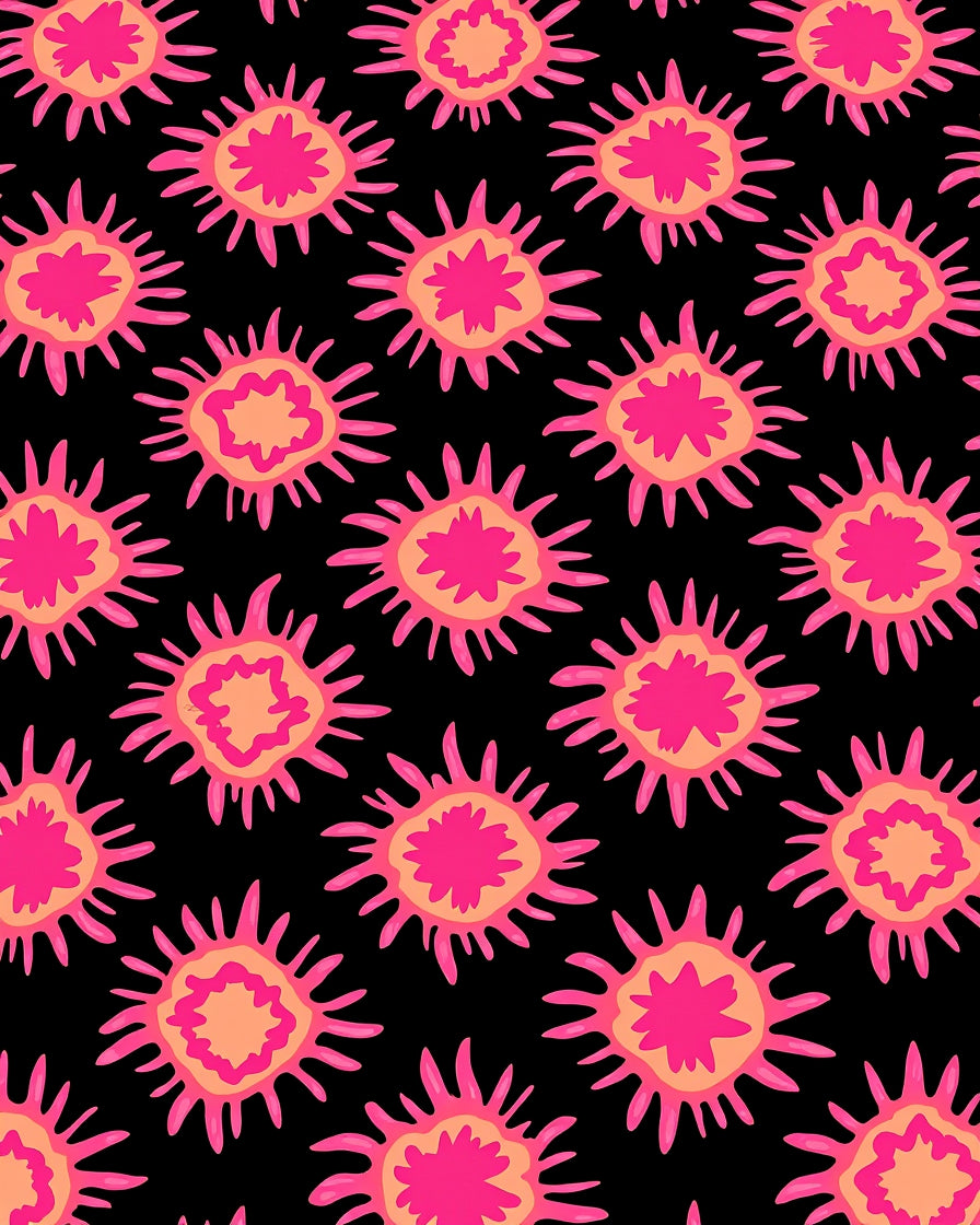Vibrant Pink Starburst Pattern Rug