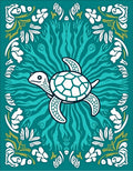 Ocean Turtle Floral Vine Pattern Rug