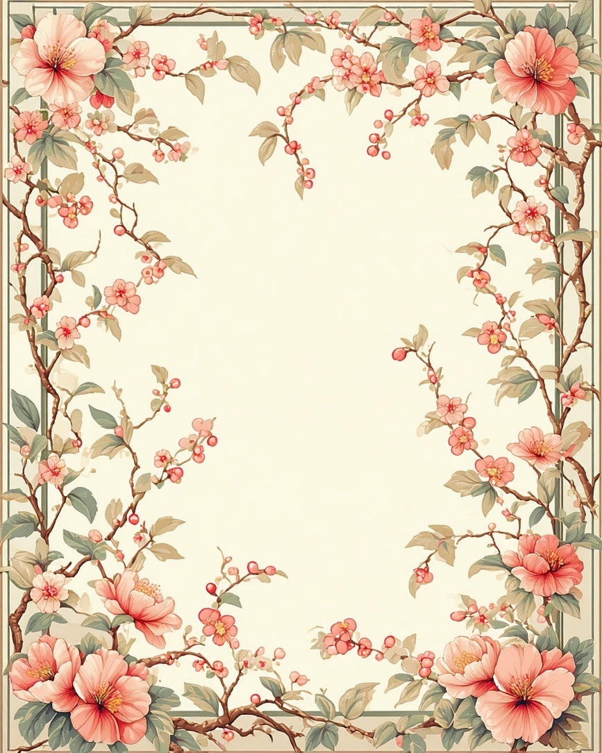Vintage Floral Branches Aesthetic Rug