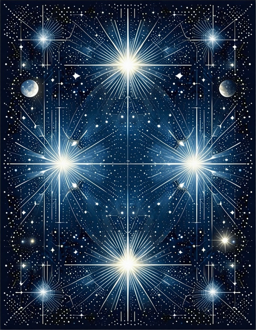 Celestial Starburst Geometric Design Rug