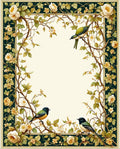 Ornate Floral Vines and Birds Design Rug