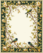 Ornate Floral Vines and Birds Design Rug