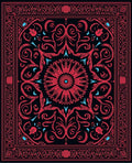 Red Floral Mandala Pattern Rug