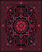 Red Floral Mandala Pattern Rug