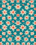 Chic Teal Floral Vine Pattern Rug