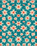 Chic Teal Floral Vine Pattern Rug