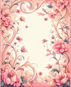 Whimsical Pink Floral Swirl Design Rug
