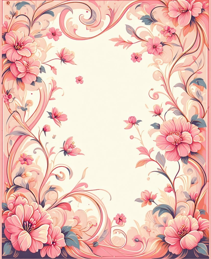 Whimsical Pink Floral Swirl Design Rug