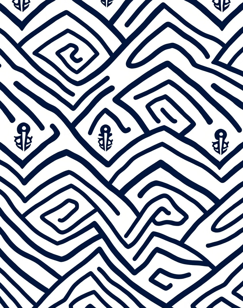 Naval Anchor Geometric Abstract Rug