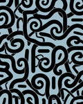Bold Black Swirls Abstract Rug