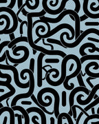 Bold Black Swirls Abstract Rug