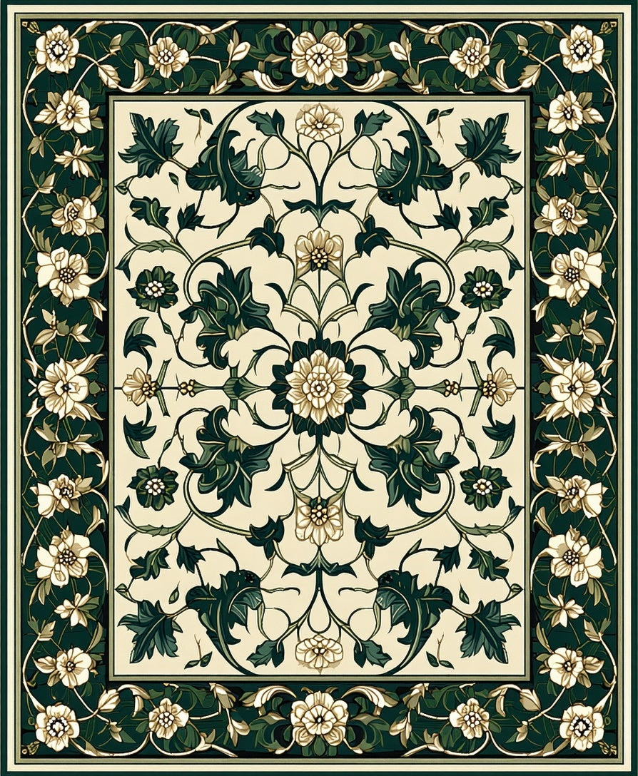 Ornate Floral Vine Pattern Rug