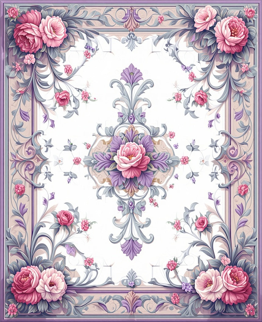Elegant Floral Scrollwork Pastel Rug