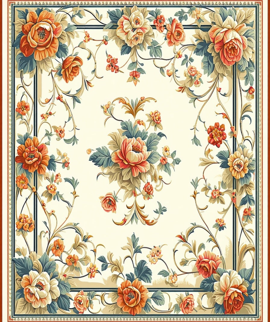 Classic Floral Swirls Rug Design Rug