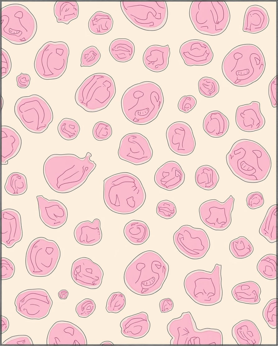 Pink Blob Monsters Pattern Rug