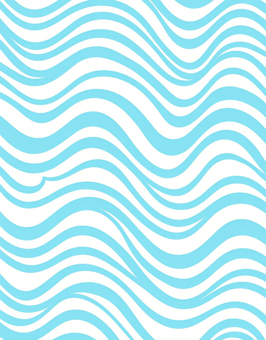 Aqua And White Wavy Stripe Design Rug