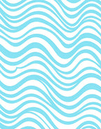 Aqua And White Wavy Stripe Design Rug
