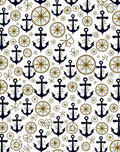 Nautical Navy Anchor Compass Roses Rug