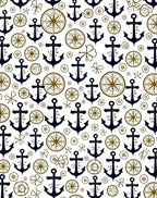 Nautical Navy Anchor Compass Roses Rug