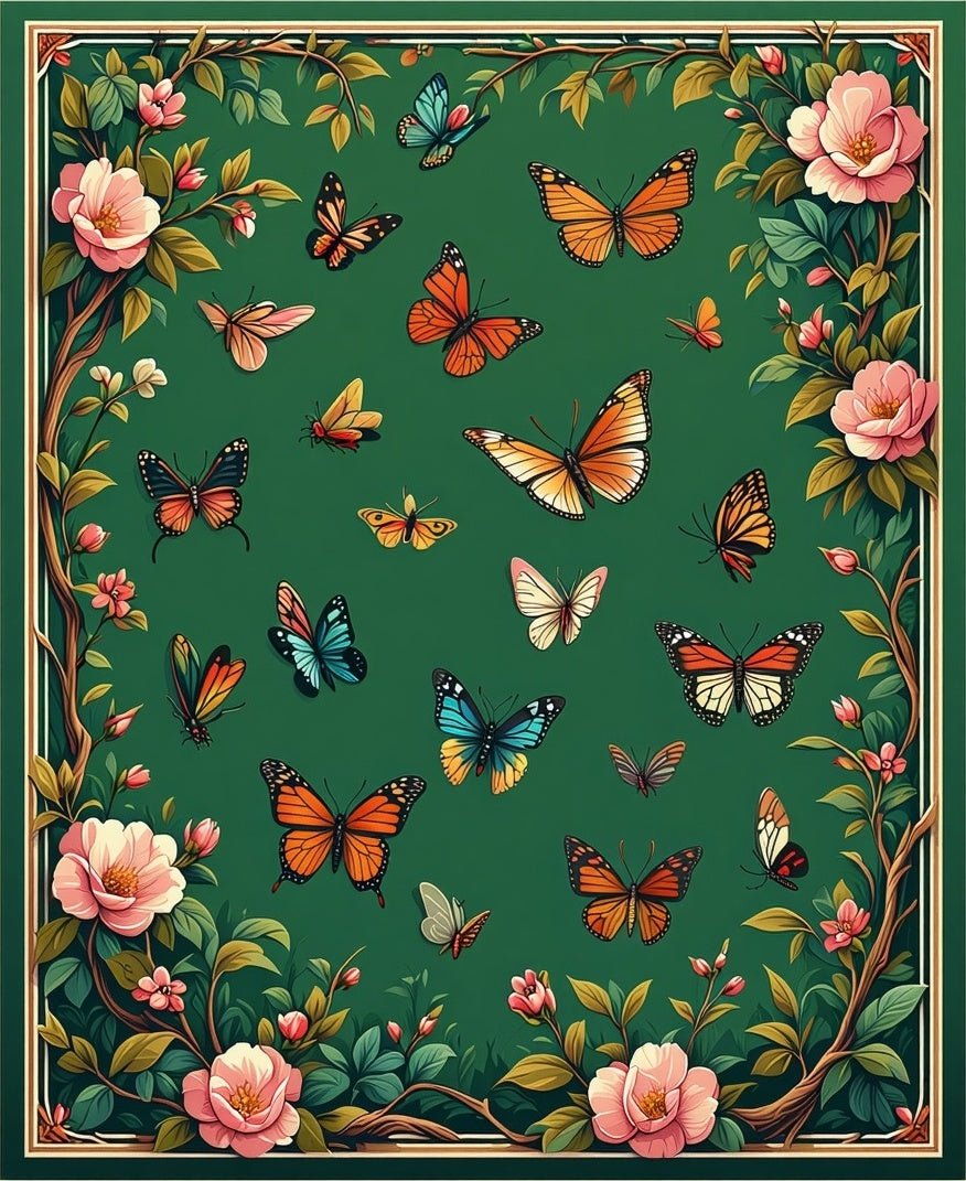 Floral Butterfly Garden Pattern Rug