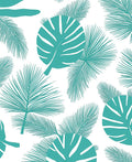 Teal Tropical Leaves Pattern Rug