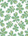 Green Yellow Botanical Branch Pattern Rug