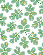 Green Yellow Botanical Branch Pattern Rug
