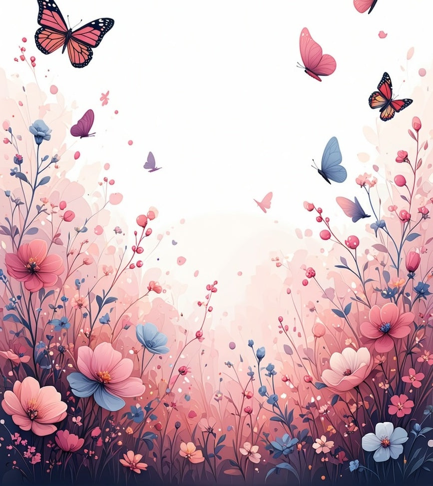 Whimsical Butterfly Meadow With Flowers Rug