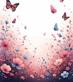 Whimsical Butterfly Meadow With Flowers Rug