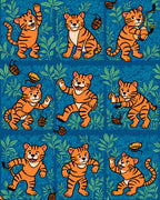 Whimsical Tiger Pattern With Greenery Rug