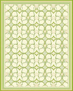 Green Geometric Floral Damask Pattern Rug
