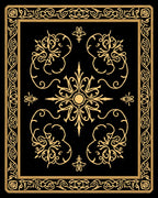 Elegant Gold Black Intricate Floral Rug