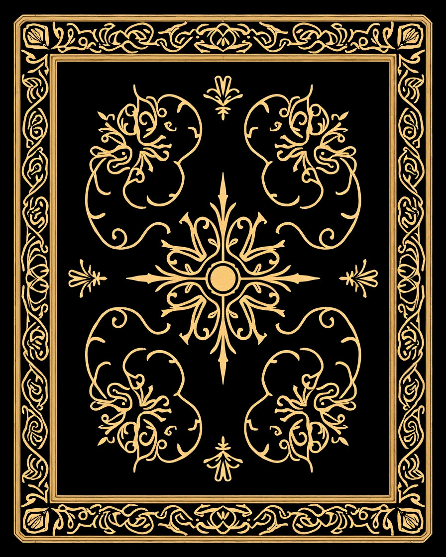 Elegant Gold Black Intricate Floral Rug