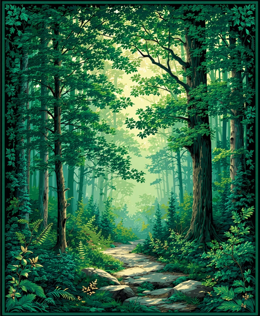 Enchanted Forest Pathway Woodland Design Rug