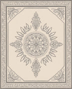 Elegant Floral Medallion Bordered Design Rug