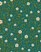 Teal Floral Botanical Vines Pattern Rug