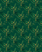 Emerald Green Abstract Leaf Pattern Rug